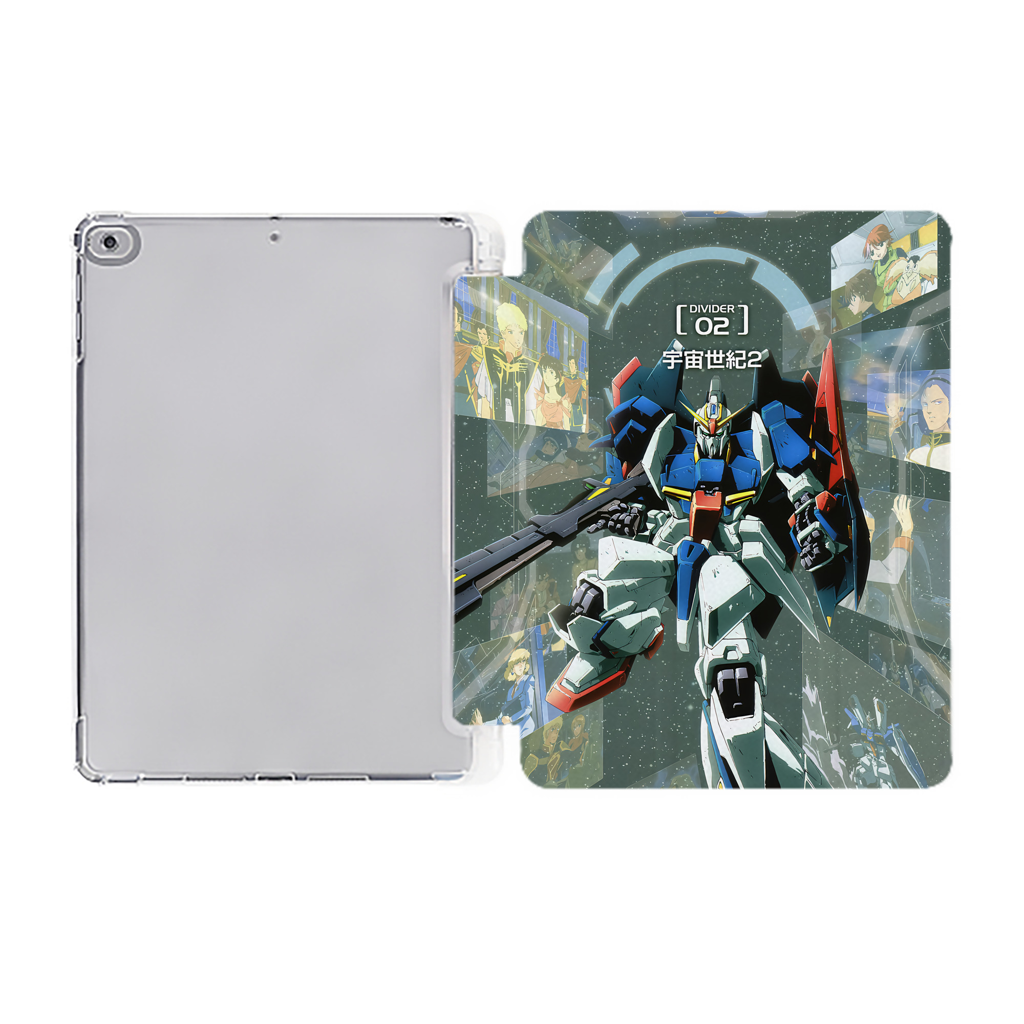（画像用） 機動戦士ガンダム Mobile Suit Gundam IPad ケース ペン収納付き 三つ折りスタンド PUレザー×シリコン 対応機種9.5/10.5/10.9インチ